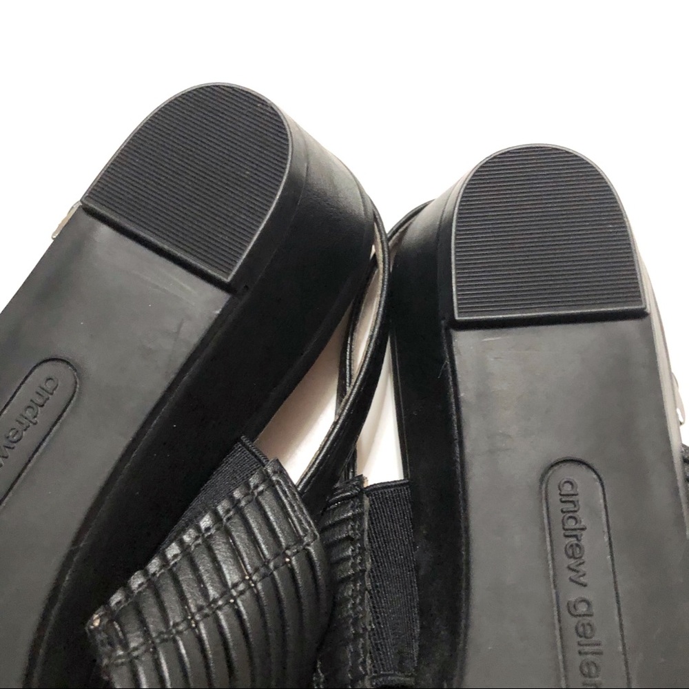 Andrew Geller Heads Up Sandals Black Small Wedge Strappy Size 9.5 - Picture 7 of 8